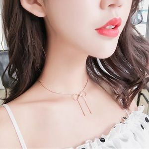 Bow necklace chain rose gold jewelry women’s